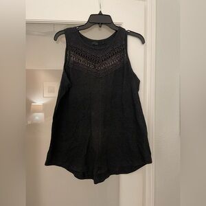 Prana Tank With Crochet Front And Back. Swing Style Black Size Large